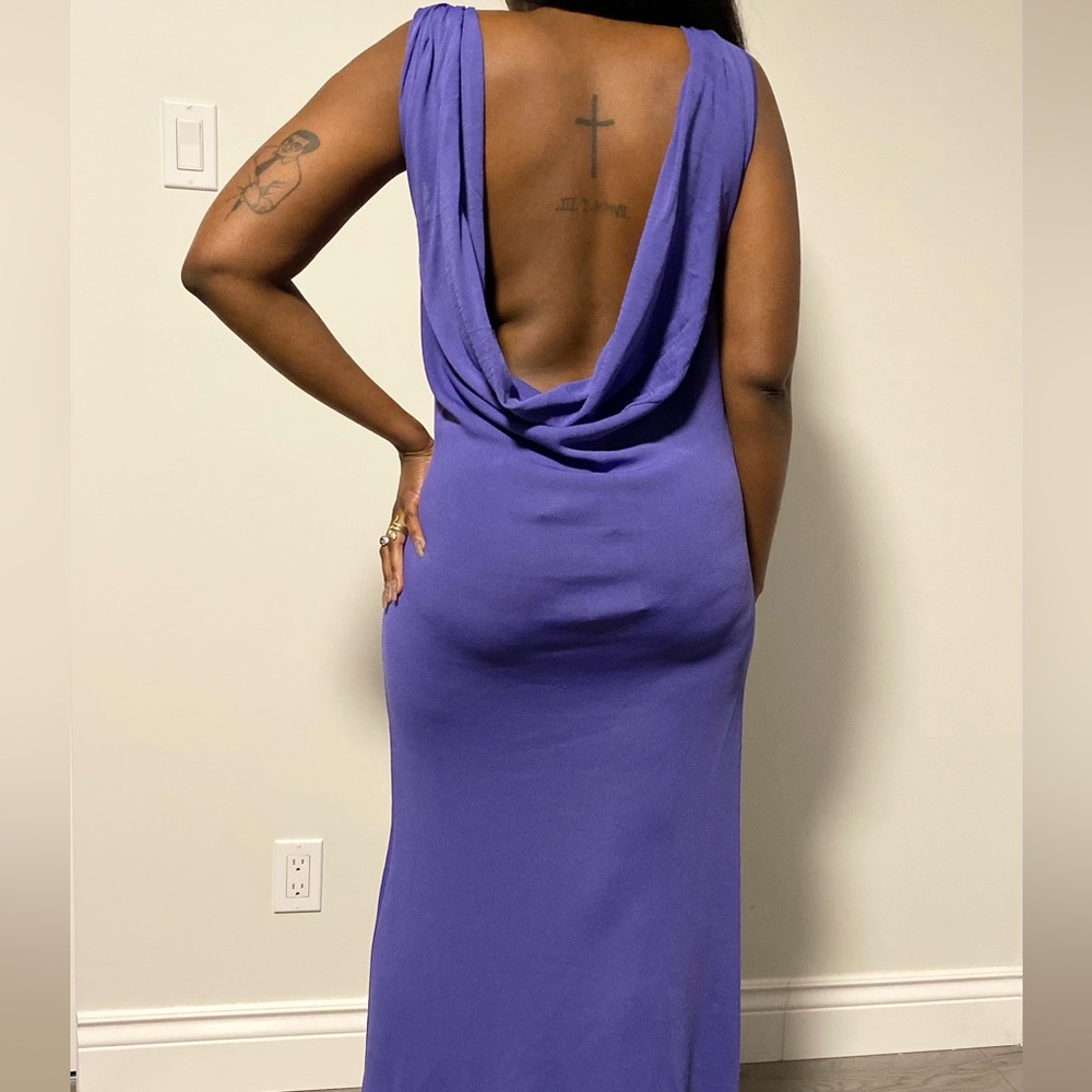 Brand New Zara Elegant Purple Sleeveless Dress Back Open Size L - Picture 2 of 2